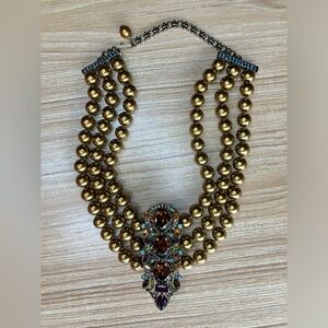 Heidi Daus Vintage Multi-strand Gold Pearl Necklace